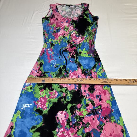 Twiggy London Colorful Maxi Dress Drawstring Waist Sleeveless Stretch Size S EUC - Picture 6 of 13